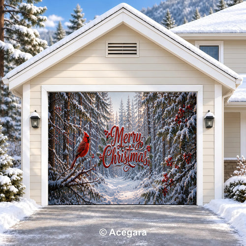 Christmas Cardinal | Christmas garage door cover - media-position-1-single