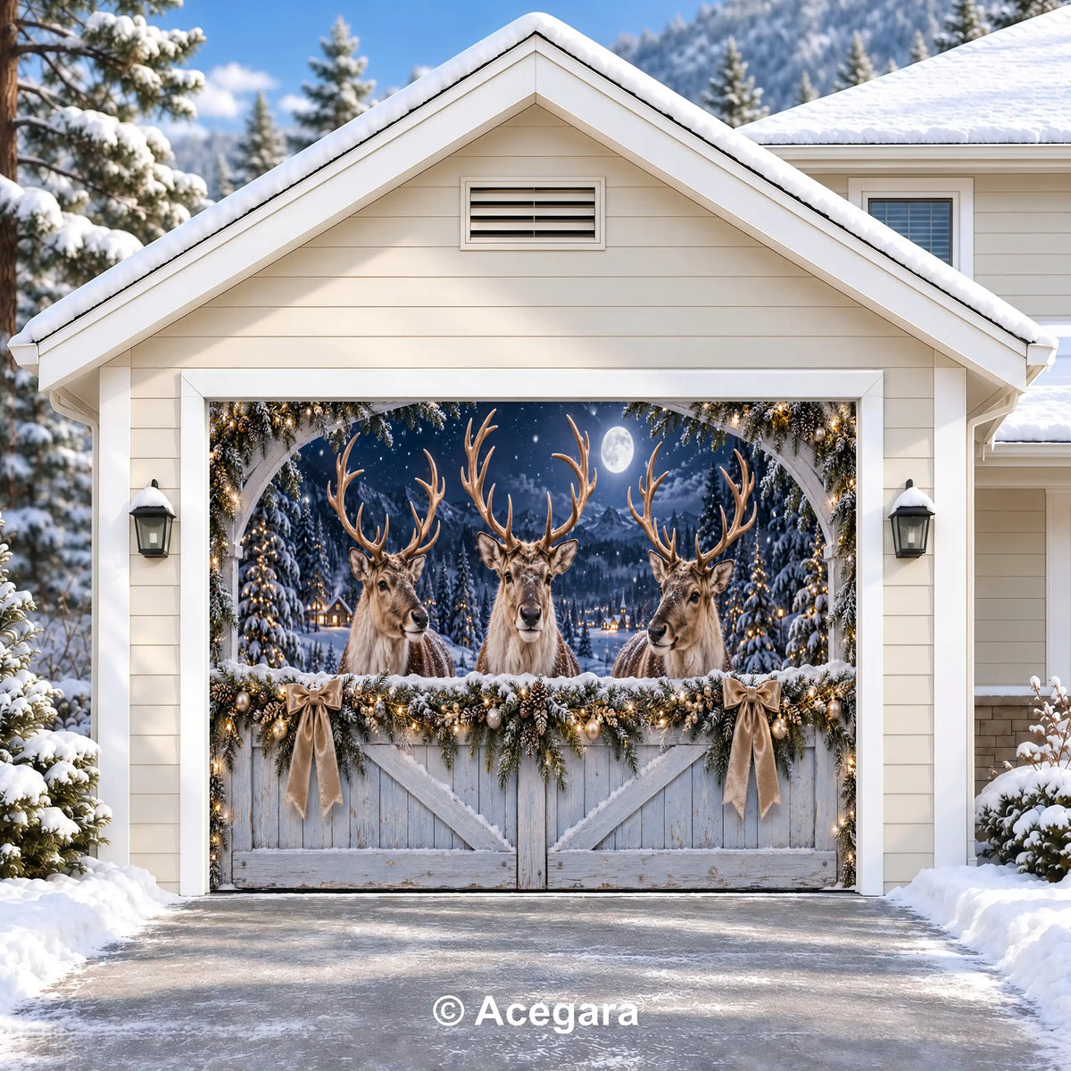 Christmas Eve Reindeer | Christmas garage door cover - media-position-1-single