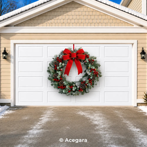 Christmas Wreath | Christmas garage door cover - media-position-2-double-wide