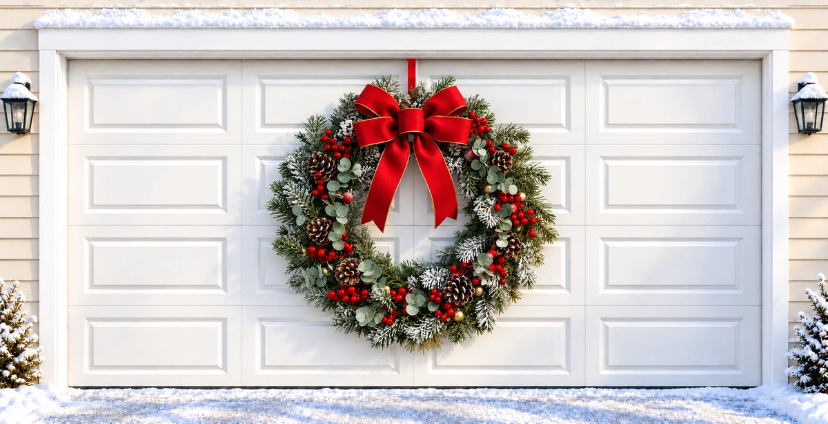 Christmas Wreath | Christmas garage door cover — after installation