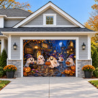 Ghostly-Trick-Or-Treat | Halloween Garage Door Cover on a single garage door