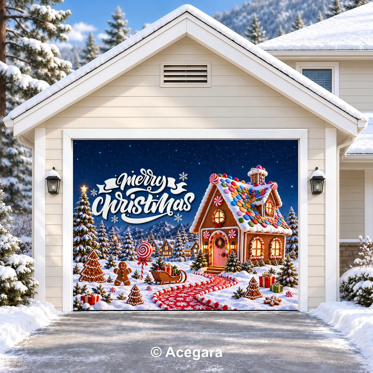 Gingerbread Christmas House | Christmas garage door cover - media-position-1-single