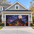 Halloween Castle garage door cover - double wide