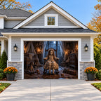 Haunted-Doll | Halloween Garage Door Cover on a single garage door