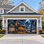 Haunted Pirate Treasure Halloween garage door cover - double wide