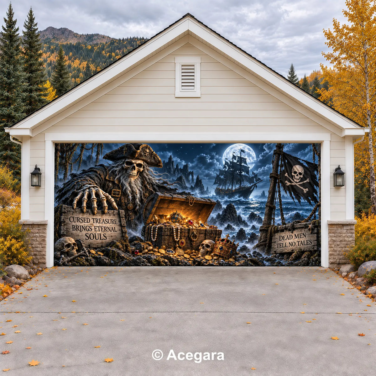 Haunted Pirate Treasure | Halloween Garage Door Cover