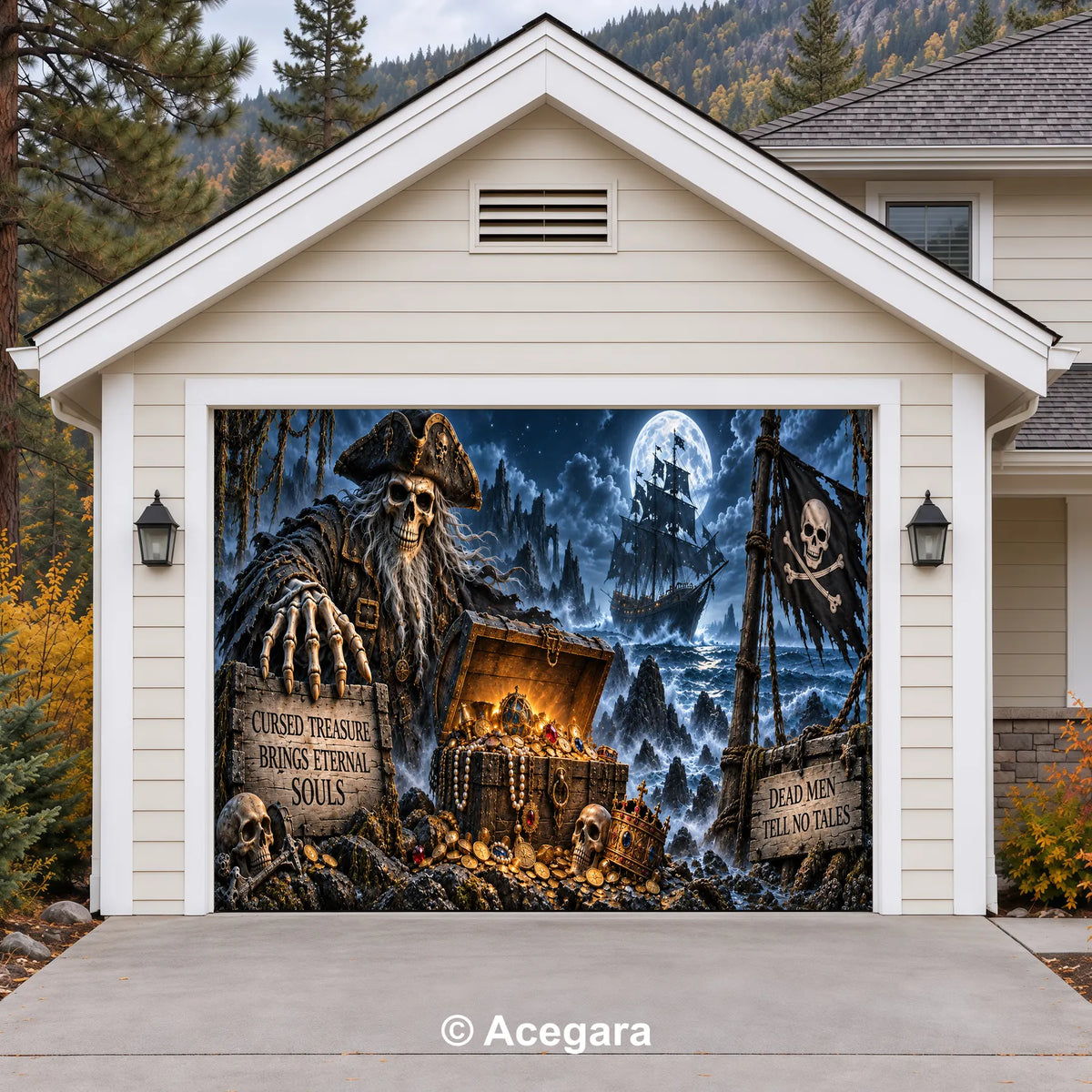 Haunted Pirate Treasure | Halloween Garage Door Cover
