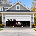 Lurking Clown Halloween garage door cover - double wide