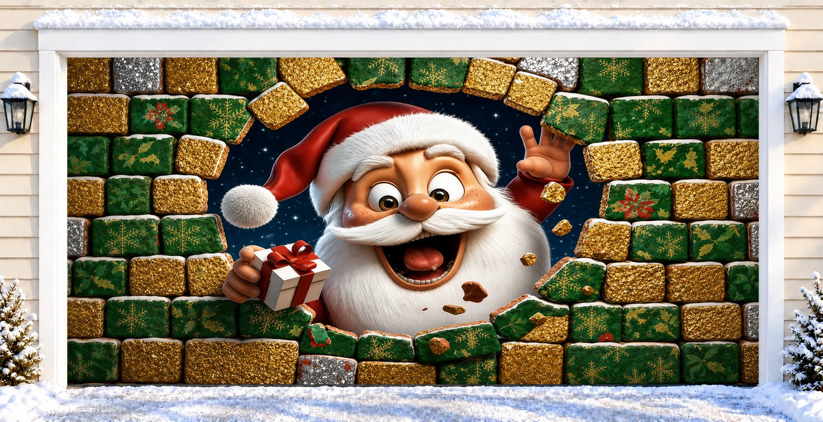 Santa’s Christmas Surprise | Christmas garage door cover — after installation