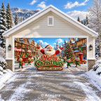 Santa’s Christmas Village | Christmas garage door cover - media-position-2-double-wide
