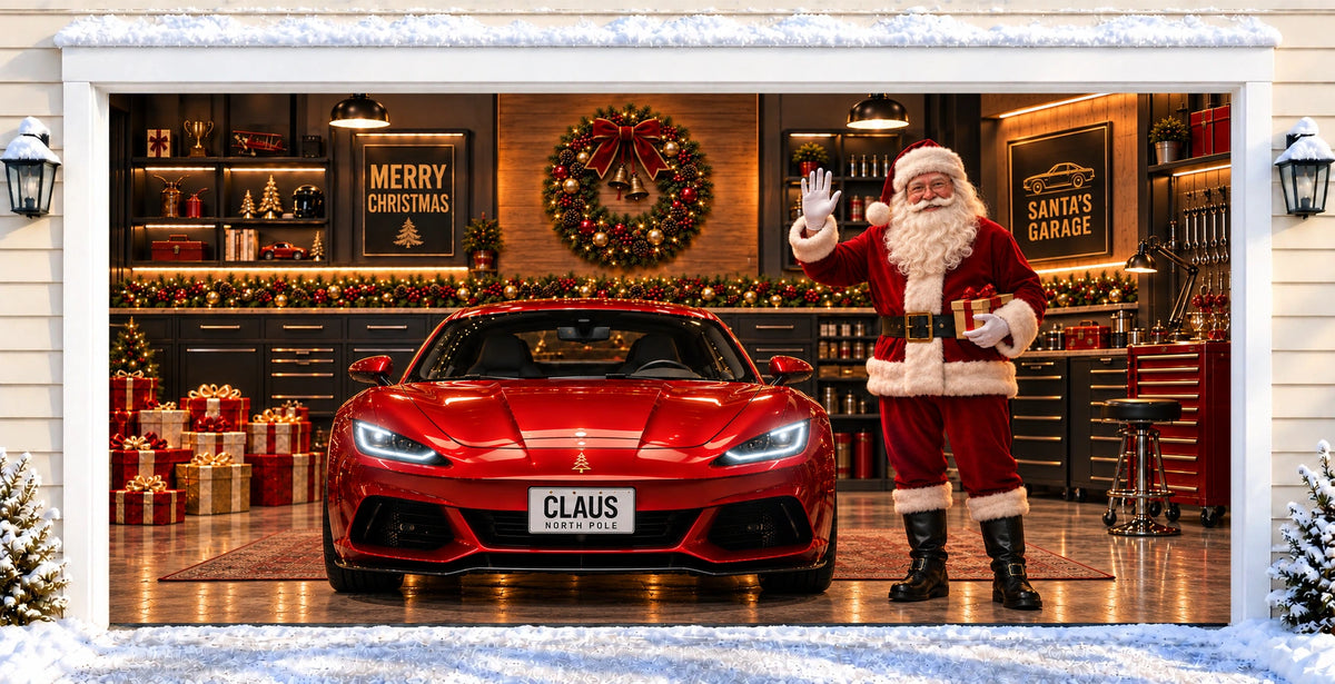 Santa's Garage | Christmas garage door cover — after installation
