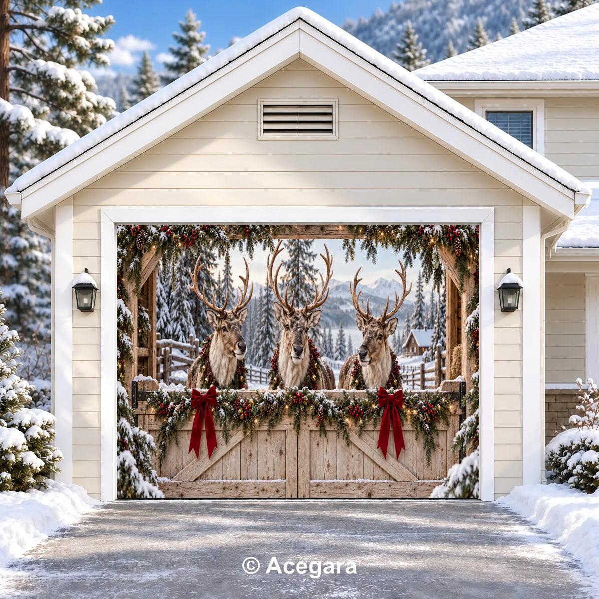 Santa’s Reindeer Ranch | Christmas garage door cover - media-position-1-single