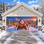 Santa’s Reindeer Ride | Christmas garage door cover - media-position-2-double-wide