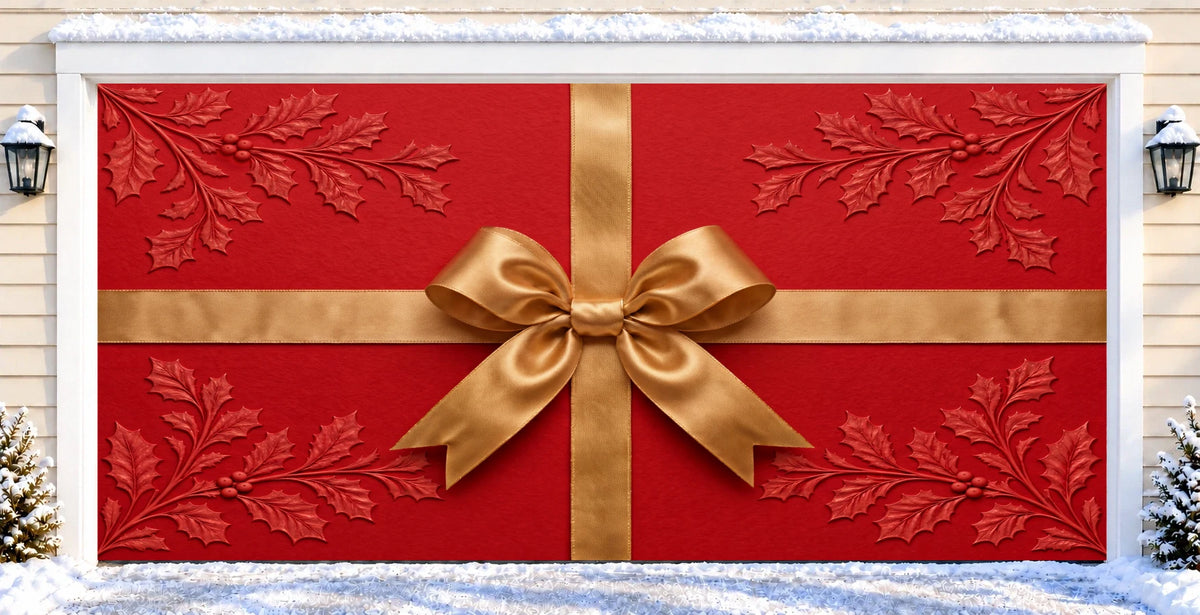 Scarlet Gift | Christmas garage door cover — after installation