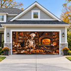 Skeleton Bakery Halloween garage door cover - double wide