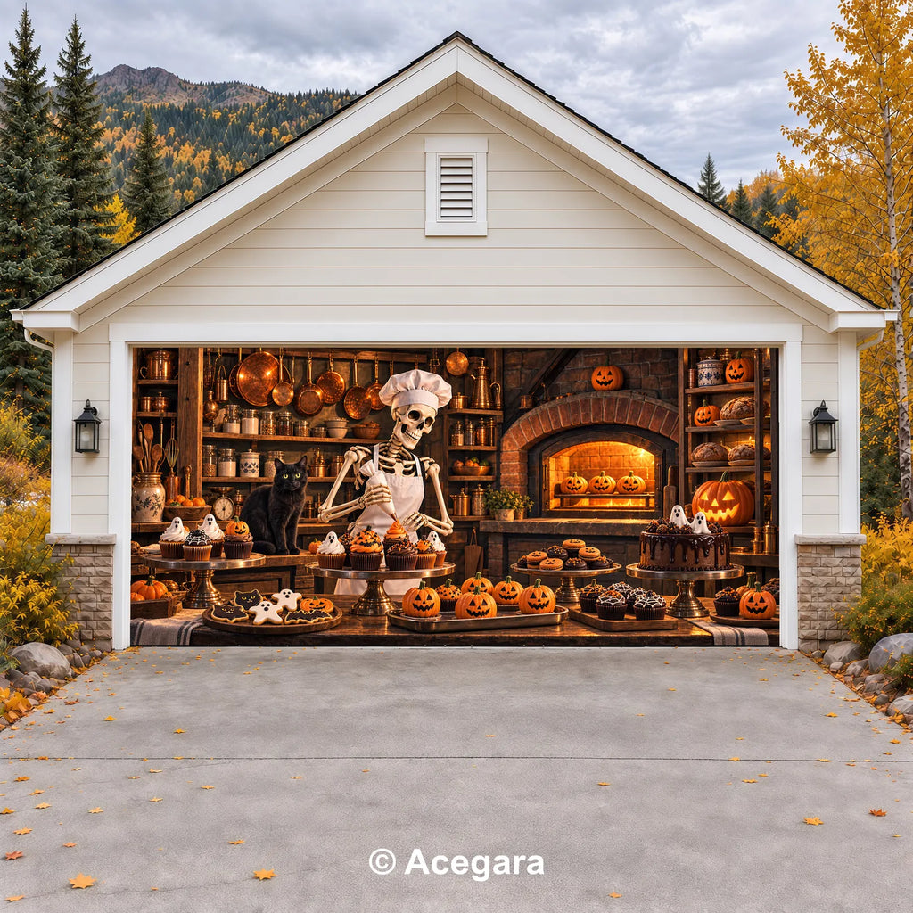 Skeleton Bakery | Halloween Garage Door Cover