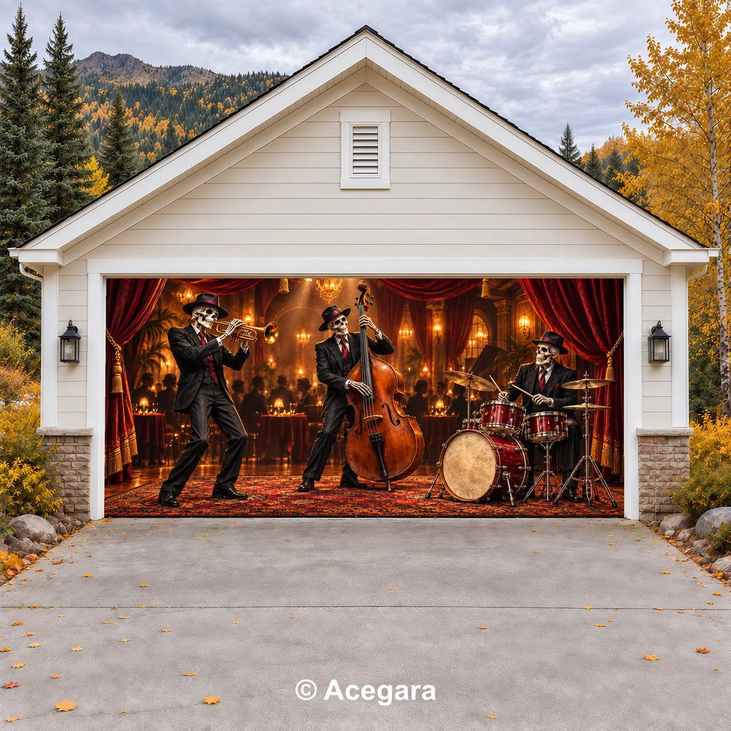 Skeleton Band | Halloween Garage Door Cover