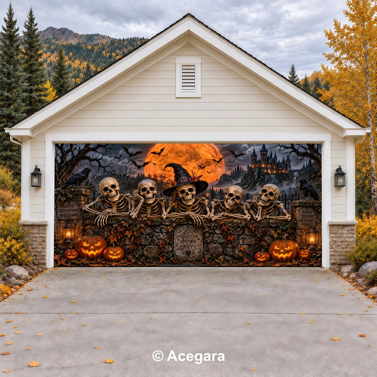 Skeleton Gathering | Halloween Garage Door Cover