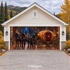 Skeleton’s Pumpkin Carriage | Halloween Garage Door Cover