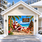Tropical Santa Christmas | Christmas garage door cover - media-position-1-single