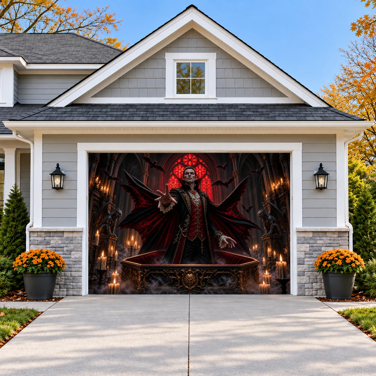 Vampire Awakening | Halloween Garage Door Cover on a single garage door
