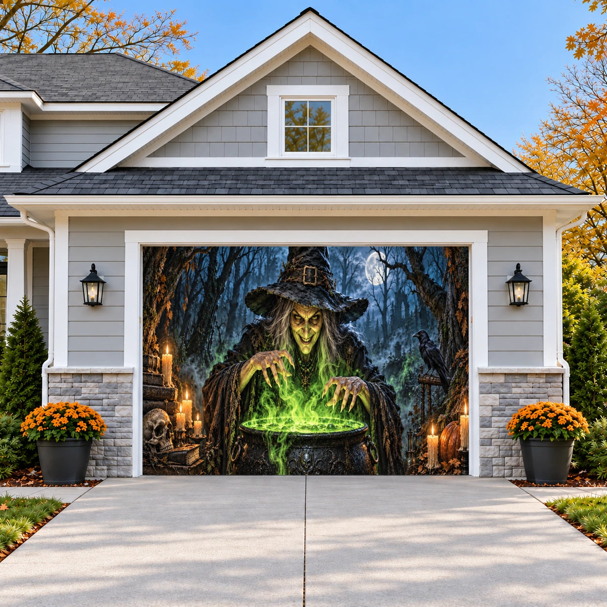 Witch’s Brew | Halloween Garage Door Cover on a single garage door