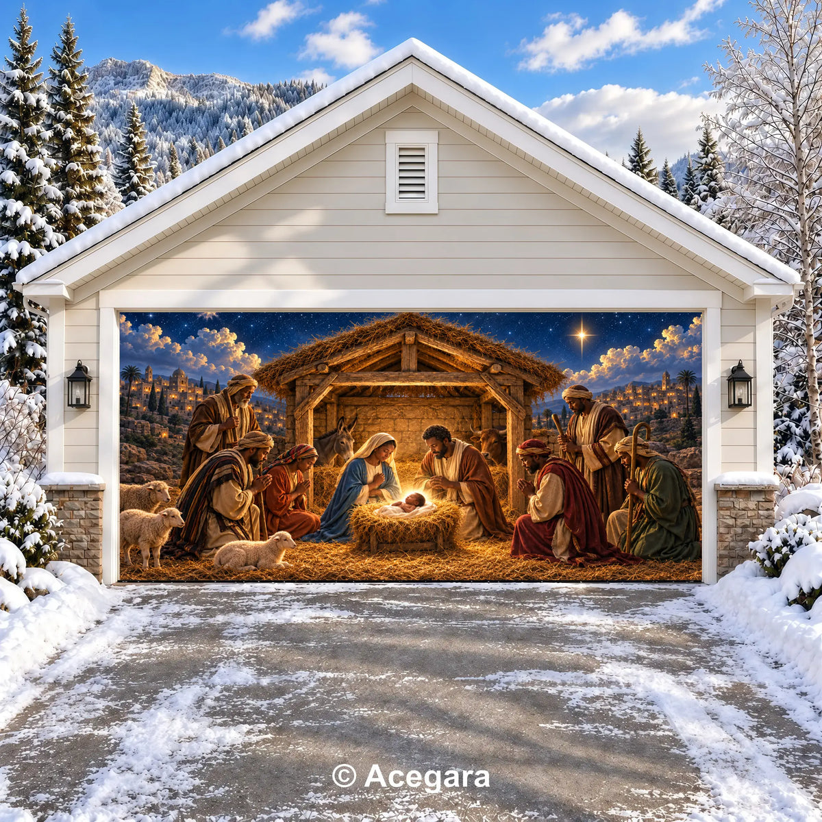 African American Nativity (Custom) | Christmas Garage Door Cover
