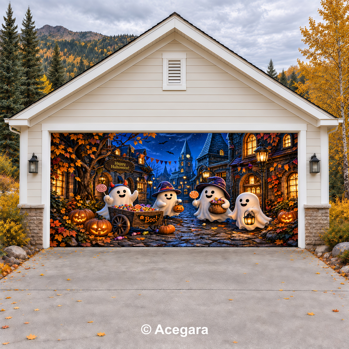 Ghost Gathering | Halloween Garage Door Cover