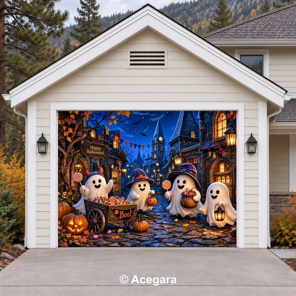 Ghost Gathering | Halloween Garage Door Cover